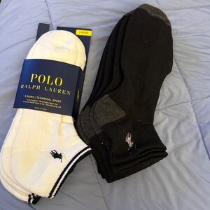 Polo by Ralph Lauren Men's Black and White Athletic Socks - 6 pair of socks